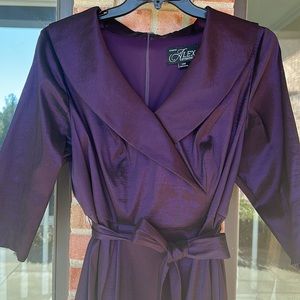 ALEX EVENINGS PLUM TAFFETA GOWN 14W